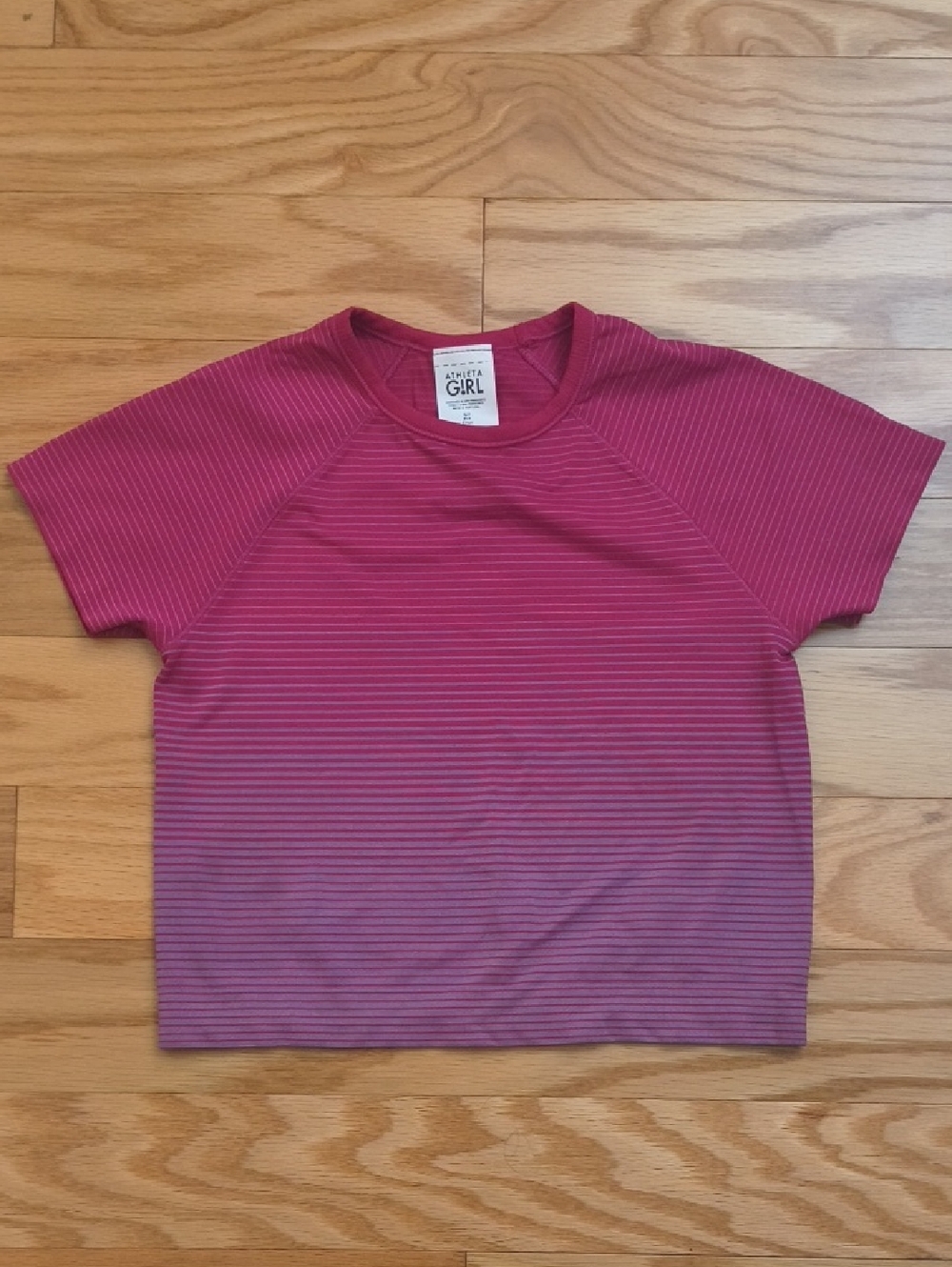 Athleta Girl Power Up Sport Length Tee Pink Ombre Size S/7 EUC